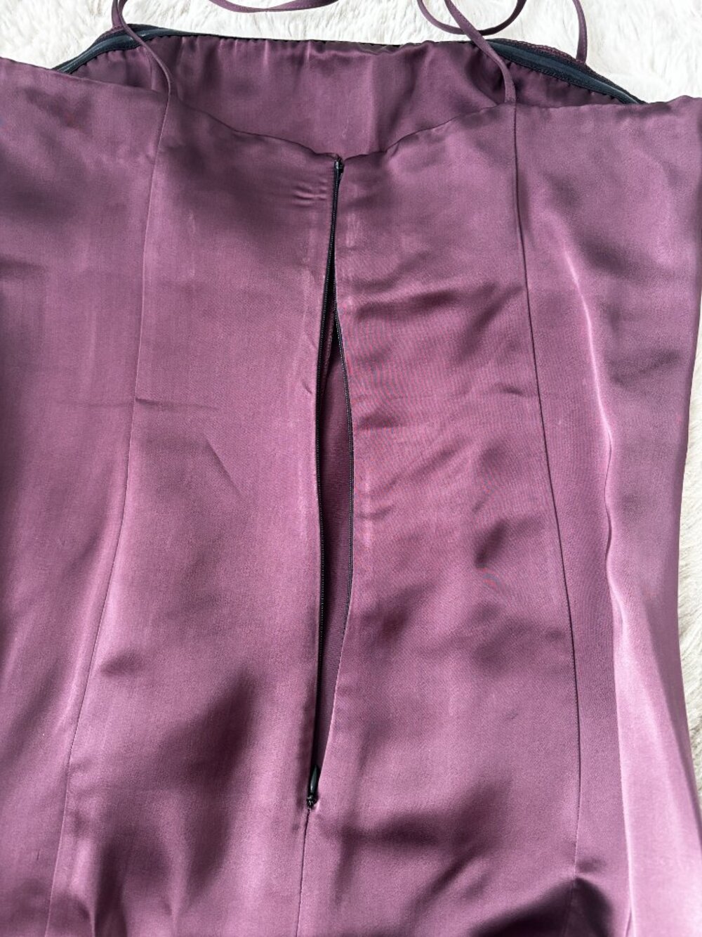 Massimo Dutti Studio Aubergine Long Satin Slit Dress and Cape Set, Size M - Picture 6 of 12